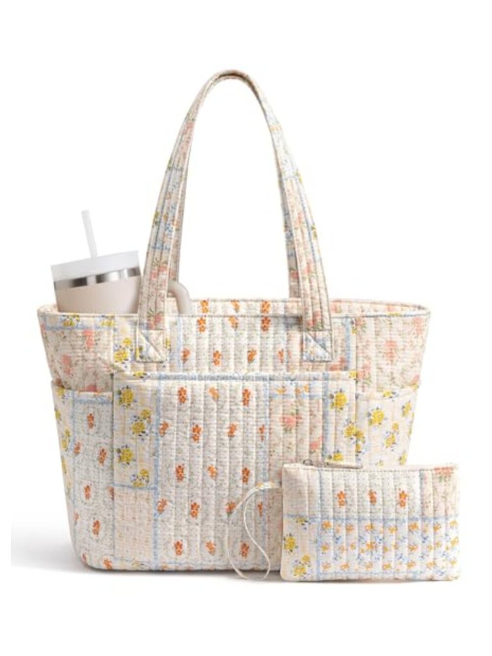 Quilted Cotton Tote Bag for Women Laptop Work Teacher Nurse 18L